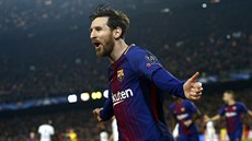 Lionel Messi (Barcelona) slaví svj vbec nejrychleji vstelený gól v kariée.