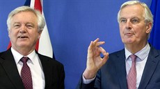 Britský vyjednavač David Davis (vlevo) a šéf unijního vyjednávacího týmu Michel... Britský vyjednavač David Davis (vlevo) a šéf unijního vyjednávacího týmu Michel...