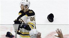 David Pastrňák z Bostonu krátce poté, co završil svůj první hattrick v NHL. David Pastrňák z Bostonu krátce poté, co završil svůj první hattrick v NHL.