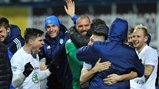 Postupová radost fotbalistů Mladé Boleslavi. Postupová radost fotbalistů Mladé Boleslavi.