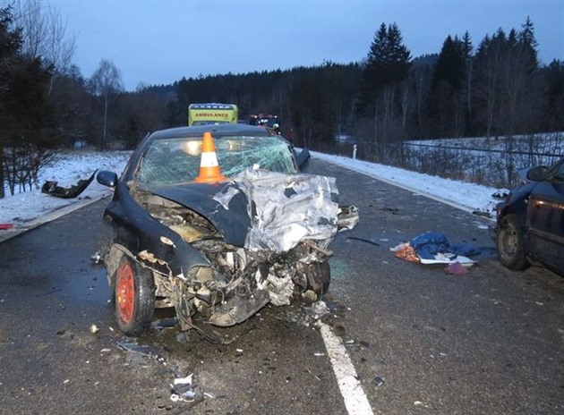 Stet tí automobil nedaleko Hoic na umav. 