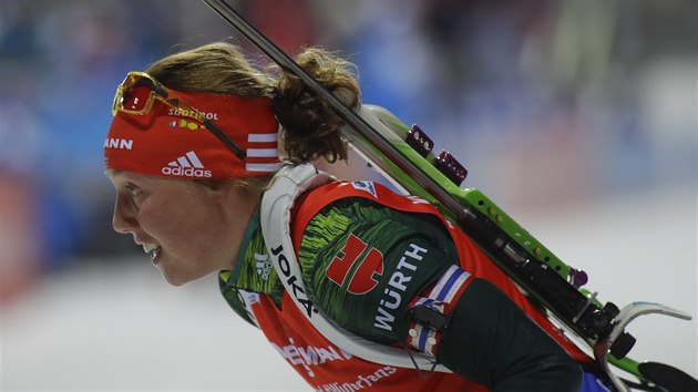 Němka Laura Dahlmeierová na trati stíhacího závodu v Tjumeni Němka Laura Dahlmeierová na trati stíhacího závodu v Tjumeni