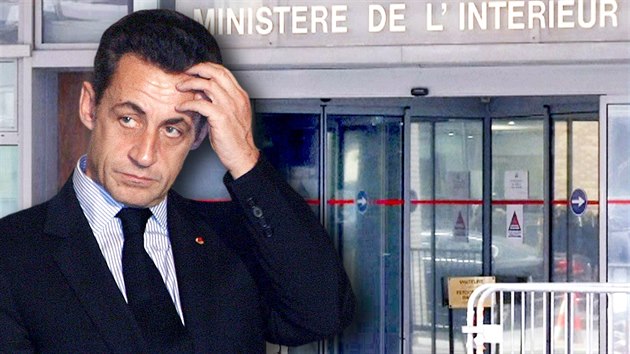 Zadrenho Nicolase Sarkozyho v souasnosti vyslchaj v budov ministerstva vnitra na paskm pedmst Nanterre (v pozad).