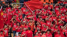 Čínské publikum při utkání fotbalového China Cupu proti Česku. Čínské publikum při utkání fotbalového China Cupu proti Česku.