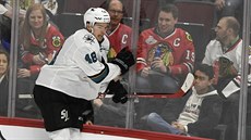 Tomáš Hertl ze San Jose slaví gól v utkání proti Chicagu. Tomáš Hertl ze San Jose slaví gól v utkání proti Chicagu.