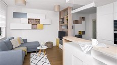 Obývací pokoj s šířkou pouhých 260 cm si žádal netradiční řešení, kterým se... Obývací pokoj s šířkou pouhých 260 cm si žádal netradiční řešení, kterým se...