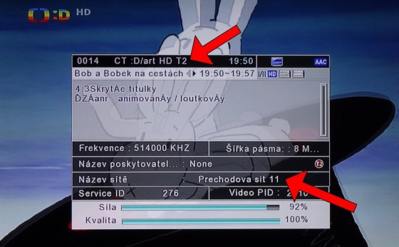 HD píjem kanálu T :D/art dnes najdete v DVB-T2 v pechodové síti 11. (píklad...