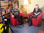 Tomáš Pipota a Michaela Faktorová na křtu BookTube koutku.