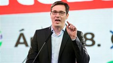 Šéf socialistické strany MSZP Gergely Karácsony řeční na mítinku v Budapešti... Šéf socialistické strany MSZP Gergely Karácsony řeční na mítinku v Budapešti...