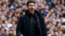 Trenér Atlética Madrid Diego Simeone udluje pokyny svým svencm v utkání...