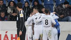 Mladoboleslavská radost v ligovém utkání v Plzni. Mladoboleslavská radost v ligovém utkání v Plzni.