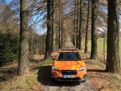 Střešní spoiler dodává subaru sportovní nádech.
