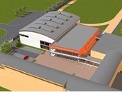 Plánovaná podoba sportovní haly ve Valašském Meziříčí. Plánovaná podoba sportovní haly ve Valašském Meziříčí.