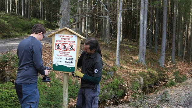 Tai zaali zpracovvat devo po loskch vichicch na Medvd stezce. Trasa je pro turisty do odvoln uzaven.