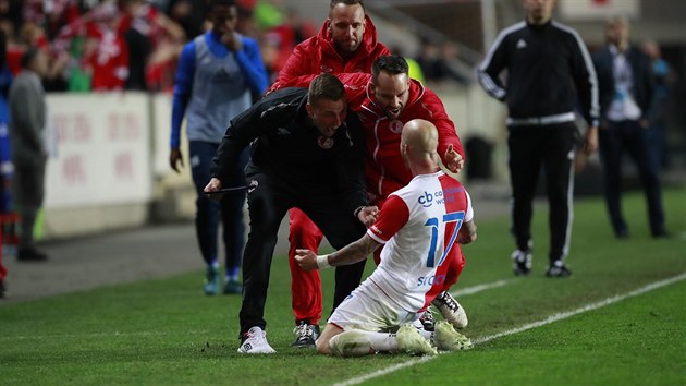 Slvista Miroslav Stoch se raduje z glu v pohrovm duelu s Mladou Boleslav.