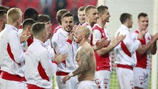 Fotbalisté Slavie po zápase s Mladou Boleslaví.