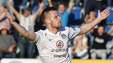 Jan Juroška ze Slovácka se raduje z gólu proti Brnu. Jan Juroška ze Slovácka se raduje z gólu proti Brnu.