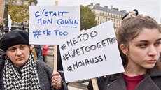 Protesty na podporu kampan MeToo (Paí, 29. íjna 2017)