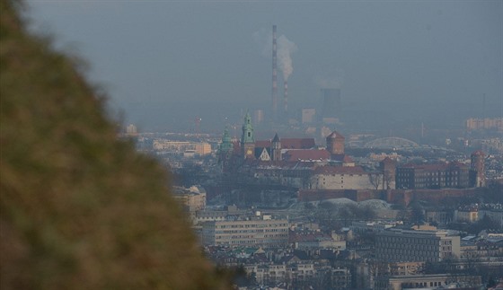Smogová peina nad Krakovem (24. ledna 2018)