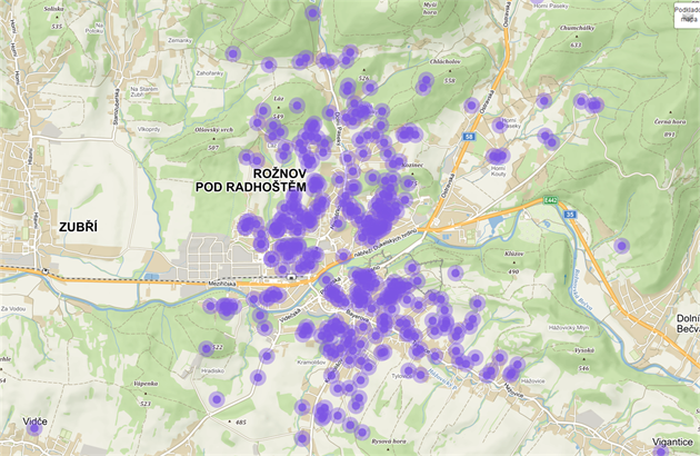 Ronov vyuívá pocitovou mapu