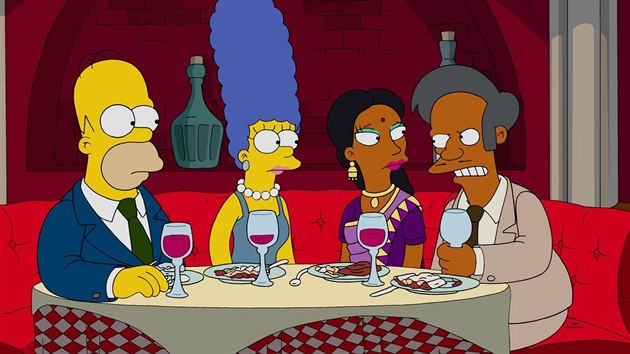 Ind Apu Nahasapeemapetilon se svou enou ze serilu Simpsonovi pr podporuj stereotypy o indick menin v USA.