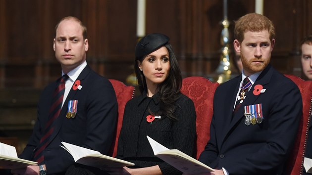 Princ William, Meghan Markle a princ Harry (Londn, 25. dubna 2018)