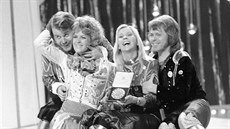 Kapela ABBA po vítzství v Eurovizi (Brighton, 6. dubna 1974)