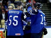 Glov radost finskch hokejist v utkn s Koreou.
