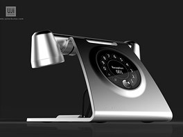 Futuristický koncept retro stolního telefonu Dreyfuss prmyslového designéra...