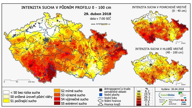 Intenzita sucha v esku k 29. dubnu 2018