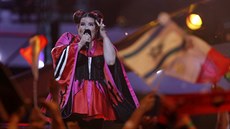 Izraelská zpvaka Netta v rámci prvního semifinále Eurovize 2018