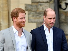 Princ William a princ Harry na hrad Windsor den ped Harryho svatbou (18....