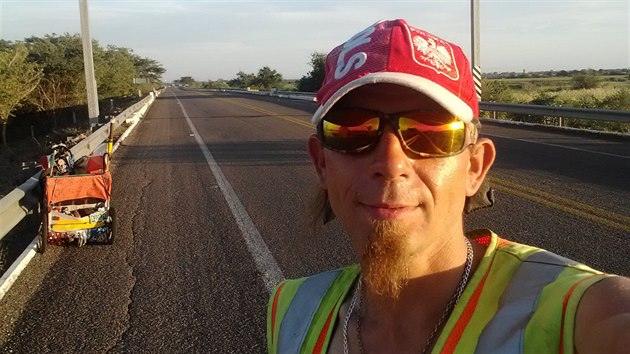 Polsk cyklista Krzysztof Chmielewski na cest po Mexiku