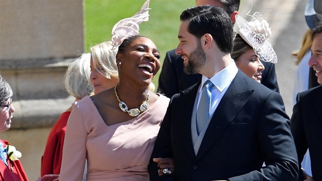 Tenistka Serena Williamsov a jej manel Alexis Ohanian na svatb prince Harryho a Meghan Markleov (Windsor, 19. kvtna 2018)