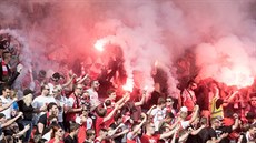 V praském Edenu panovala bhem utkání Slavia-Jablonec boulivá atmosféra.