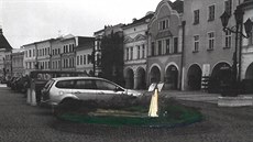 Skica ukazuje umístění pomníku ke stému výročí republiky na svitavském náměstí. Skica ukazuje umístění pomníku ke stému výročí republiky na svitavském náměstí.