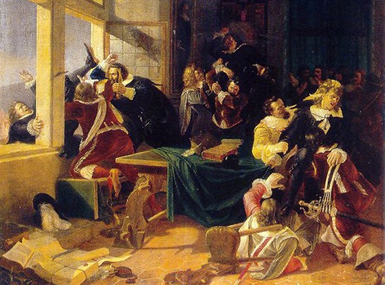 Praská defenestrace na obrazu Karla Svobody z roku 1844
