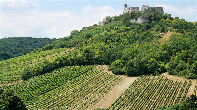 Hezk pohled na monumentln hrad se naskytne zokraje leska u sochy svatho Urbana  patrona vina.
