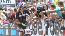 Karla Štěpánová v cíli závodu Světového poháru v Novém Městě na Moravě. Karla Štěpánová v cíli závodu Světového poháru v Novém Městě na Moravě.
