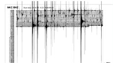 Záznam ze seismogramu v Novém Kostele ukazuje, že v noci se země několikrát... Záznam ze seismogramu v Novém Kostele ukazuje, že v noci se země několikrát...