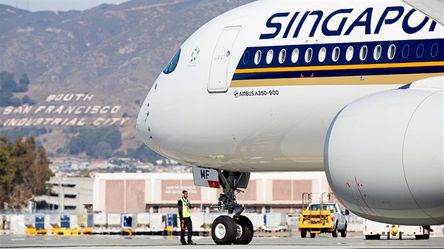 Dopravn letadlo Airbus A350-900, kter spolenost Singapore Airlines nasazuje na dlouh lety.