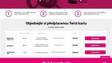 T-Mobile na webu v sekci věnované Twist kartě neuváděl sazby účtované za... T-Mobile na webu v sekci věnované Twist kartě neuváděl sazby účtované za...