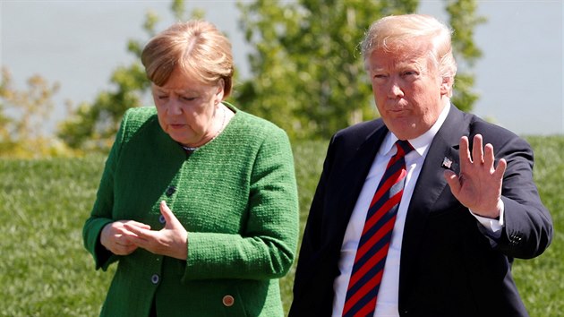 Angela Merkelov a Donald Trump na summitu G7 v Kanad (8. ervna 2018)