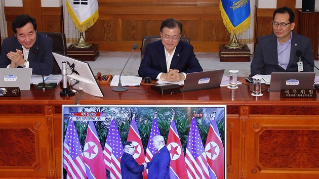 Po skonen summitu se k vsledku vyjdil jihokorejsk prezident Mun e-in.