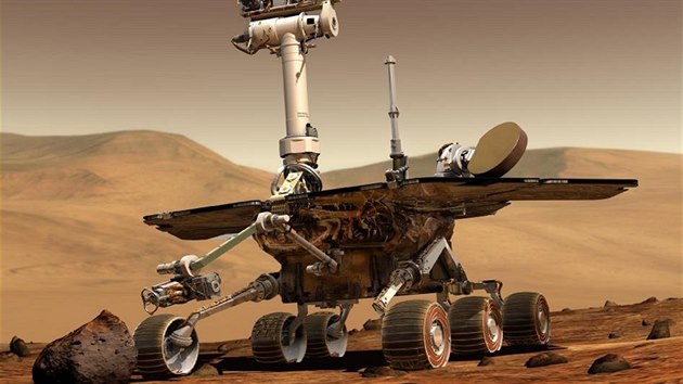 Marsovsk voztko Opportunity na rud planet podle pedstav ilustrtora