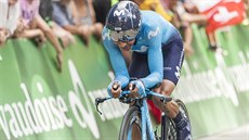 Nairo Quintana přijíždí do cíle závěrečné časovky etapového závodu Kolem... Nairo Quintana přijíždí do cíle závěrečné časovky etapového závodu Kolem...