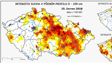 Intenzita sucha v eské republice (15. erven 2018).