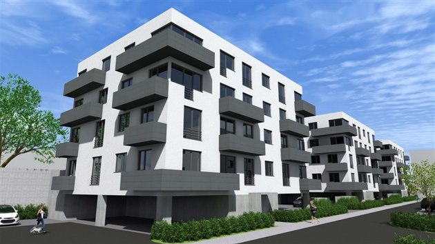Developersk projekt Tabaka ve Svitavch pot v prvn fzi s temi bytovmi domy po estncti bytech.