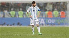 Argentinský kapitán Lionel Messi po zápase na MS proti Chorvatsku.