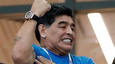 Diego Armando Maradona proíval na MS v roce 2018 zápas své Argentiny.